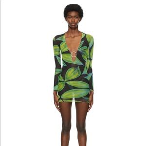 Louisa Ballou Blue & Green Mesh Ring Dress #louisa